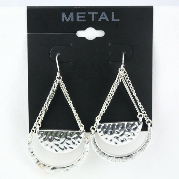 Metal Jewelry - Kohl's Metal Earrings Silver-tone Teardrop 2" Hammered Hook Dangle